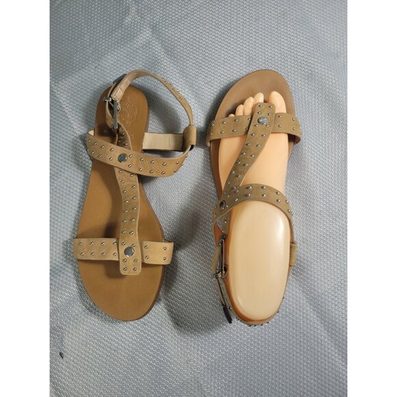 Vince Camuto Women's Sandal Size 7.5 M Brown Tan Leather Studded Ravensa (153) - Picture 3 of 9